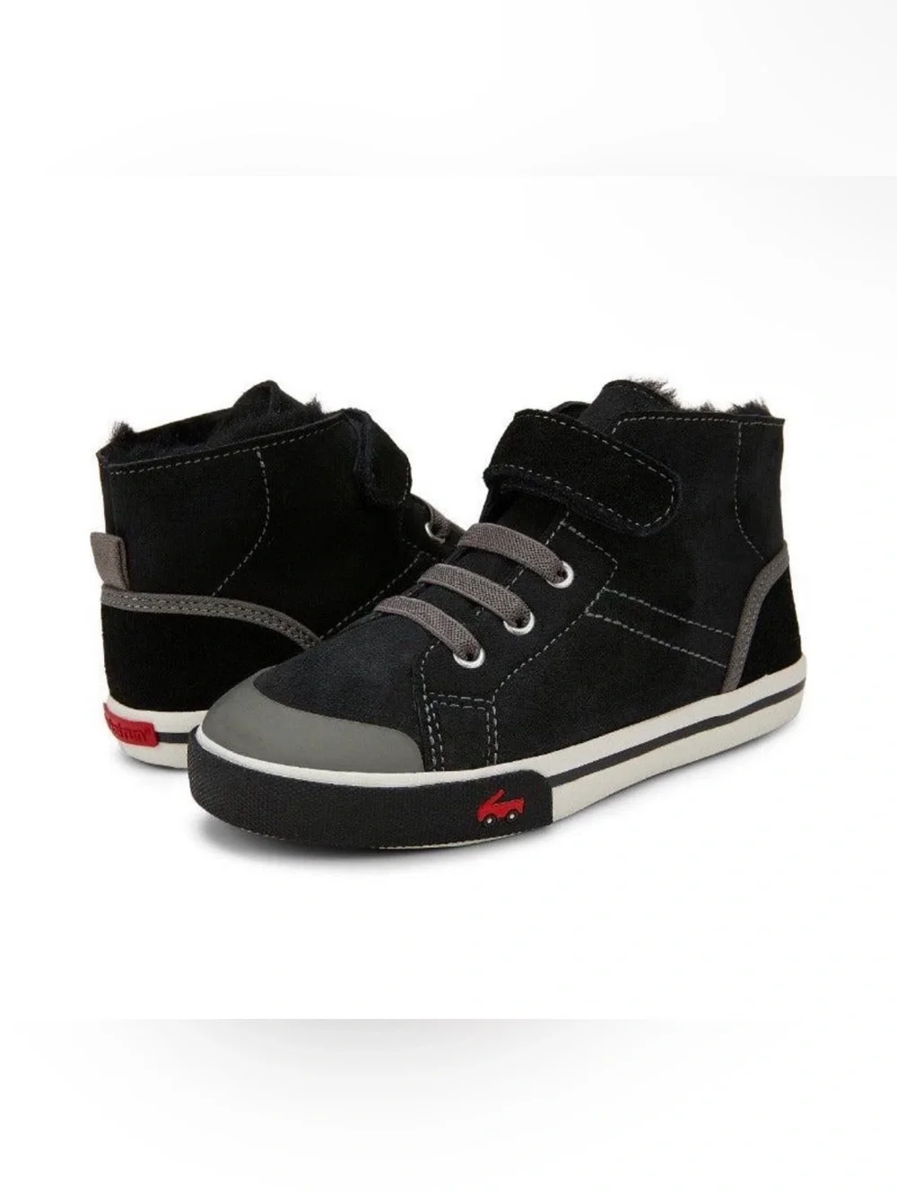 See Kai Run Black High Top Sneakers Toddler Boys 7 Faux Fur Lined Velcro